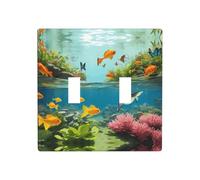 Poezjzw Water Plants and Fish Pattern Decorative Light Switch Plate Covers 2 Gang Wall Plate Double Toggle Switch Cover 4.5 X 4.5 in