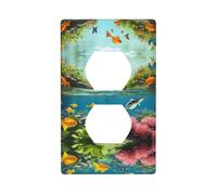 Poezjzw Water Plants and Fish Pattern Outlet Covers Wall Plate Light Switch Plate Decorative for Kitchen Bathroom Bedroom Farmhouse Decor