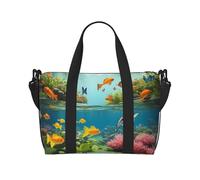 Poezjzw Water Plants And Fish Travel Duffle Bag Weekender Carry On Tote Bags For Women Hospital Bags For Labor And Delivery Overnight Luggage Bag, Black, One Size, Black, One Size