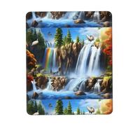 Poezjzw Waterfall Flock of Birds Pattern Mouse Pad Non-Slip Rubber Stitched Edges Waterproof Gaming Mouse Mat for Desk Gaming Work Wireless Mice 10 X 12 Inch
