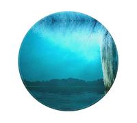 POEZJZW Waterfront Willow Pattern Round Mouse Mat, Cute Mouse Pad, Non-Slip Rubber Base With Stitched Edge, Small Size 7.9 X 7.9 Inch