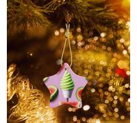 Poezjzw Watermelon Ice Cream Pattern Ceramic Christmas Ornament Star Hanging Pendant Gifts For Xmas Holidays, Ornaments For Home Decor