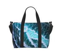 Poezjzw Waves Rolling Travel Duffle Bag Weekender Carry On Tote Bags For Women Hospital Bags For Labor And Delivery Overnight Luggage Bag, Black, One Size, Black, One Size