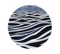 POEZJZW Waves Turbulent Pattern Round Mouse Mat, Cute Mouse Pad, Non-Slip Rubber Base With Stitched Edge, Small Size 7.9 X 7.9 Inch