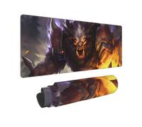 Poezjzw Werewolf with Flame Long Gaming Mouse Pad Large Desk Pad Keyboard Mat with Stitched Edges for Gaming and Office 31.5 X 11.8 in