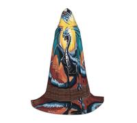 POEZJZW Western Dragon Pattern Hooded Cloak Robe Costume Cloak For Adult Men Women Christmas Hoodies Cape Cosplay Costumes S
