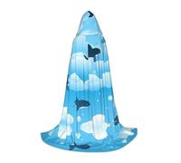 POEZJZW Whale In Clouds Pattern Hooded Cloak Robe Costume Cloak For Adult Men Women Christmas Hoodies Cape Cosplay Costumes M