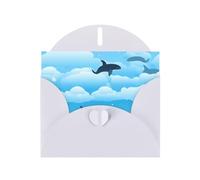 POEZJZW Whale In Clouds Pearl Paper Christmas Cards, With White Envelopes, Thank You Cards, Wedding, Valentine'S Day Cards 10-Count