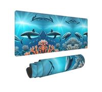 Poezjzw Whales Under The Sea Long Gaming Mouse Pad Large Desk Pad Keyboard Mat with Stitched Edges for Gaming and Office 31.5 X 11.8 in