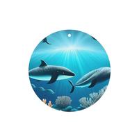 Poezjzw Whales Under The Sea Pattern Car Air Fresheners 6 Pcs Round Shape Hanging Aromatherapy Tablets Scented Fresheners For Bedroom Bathroom