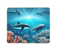 POEZJZW Whales Under The Sea Pattern Mouse Pad Gaming Non-Slip Rubber Base Rectangular Mouse Mat for Desktop Computer Laptop Gaming Office 10 X 12 Inch