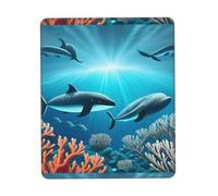 POEZJZW Whales Under The Sea Pattern Mouse Pad, Portable Office Non-Slip Rubber Base Wireless Mouse Pad For Office Laptop Computer Pc 7 X 8.6 In