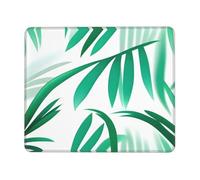 Poezjzw White and Emerald Pattern Mouse Pad Non-Slip Rubber Stitched Edges Waterproof Gaming Mouse Mat for Desk Gaming Work Wireless Mice 8.3 X 10.3 in