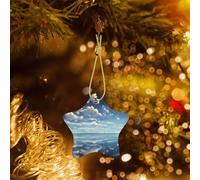 Poezjzw White Clouds Over The Sea Pattern Ceramic Christmas Ornament Star Hanging Pendant Gifts For Xmas Holidays, Ornaments For Home Decor