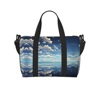 Poezjzw White Clouds Over The Sea Travel Duffle Bag Weekender Carry On Tote Bags For Women Hospital Bags For Labor And Delivery Overnight Luggage Bag, Black, One Size