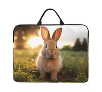 POEZJZW White-Eared Rabbit Laptop Bag, Durable Shockproof Sleeve, Handheld Portable Laptop Bag For 14in Laptop