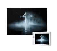 Poezjzw White Ghost In The Mist Puzzles For Adult 1000 Pieces Wooden Jigsaw For Family Friend Home Decor Wall Art 29.5 X 19.7 In