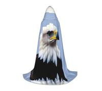 POEZJZW White Headed Sea Eag Pattern Hooded Cloak Robe Costume Cloak For Adult Men Women Christmas Hoodies Cape Cosplay Costumes L