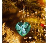 Poezjzw White Peacock Pattern Ceramic Christmas Ornament Heart Hanging Pendant Gifts For Xmas Holidays, Ornaments For Home Decor