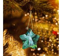Poezjzw White Peacock Pattern Ceramic Christmas Ornament Star Hanging Pendant Gifts For Xmas Holidays, Ornaments For Home Decor