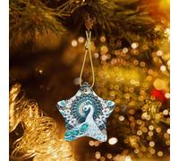 Poezjzw White Peacock With Open Screen Pattern Ceramic Christmas Ornament Star Hanging Pendant Gifts For Xmas Holidays, Ornaments For Home Decor
