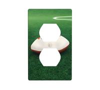 Poezjzw White Rugby Ball Pattern Outlet Covers Wall Plate Light Switch Plate Decorative for Kitchen Bathroom Bedroom Farmhouse Decor