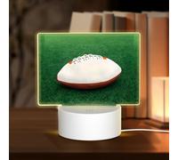 POEZJZW White Rugby Ball Pattern Rectangle Acrylic Night Light with USB Cable Adjustable 3 Colors for Restaurant Bar Cafe