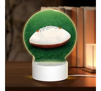 POEZJZW White Rugby Ball Pattern Round Acrylic Night Light with USB Cable Adjustable 3 Colors for Restaurant Bar Cafe