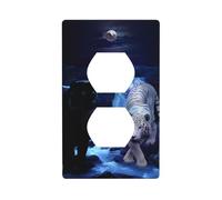 Poezjzw White Tiger and Black Panthers Pattern Light Switch Cover Outlet Cover Duplex Outlet Decorative Wall Plate Decorative Wall Plate Size 4.5x2.76 Inch