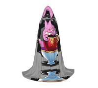 POEZJZW Wicked Fantasy Teacups Pattern Hooded Cloak Robe Costume Cloak For Adult Men Women Christmas Hoodies Cape Cosplay Costumes L