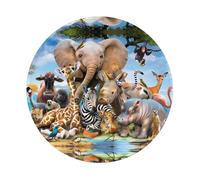POEZJZW Wildanimals Elephant Pattern Round Non-Slip Rubber Base Small Mouse Pad Suitable For Games Computer Laptop 7.9x7.9 In