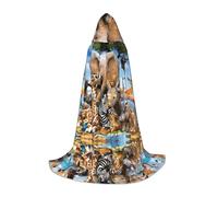 POEZJZW Wildanimals Elephant Pattern Teenager Hooded Cloak Cloak Women Men Halloween Costume Masquerade Cosplay Costume Christmas Party Robe M