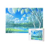 Poezjzw Willows On The Waterfront Adult Classic Jigsaw 300 Pieces Wooden Puzzle Modern Home Decor Intellectual Game 40 X 28 Cm