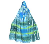 POEZJZW Willows On The Waterfront Pattern Hooded Cloak Robe Costume For Adult Men Women Christmas Hoodies Cape Cosplay Costumes