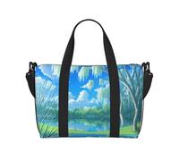Poezjzw Willows On The Waterfront Travel Duffle Bag Weekender Carry On Tote Bags For Women Hospital Bags For Labor And Delivery Overnight Luggage Bag, Black, One Size, Black, One Size