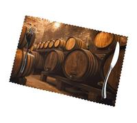 Poezjzw Wine Oak Container Pattern Placemats Set Of 6 Non Slip Heat Resistant Polyester Table Mats Washable Place Mats For Dinner Party Table Decoration