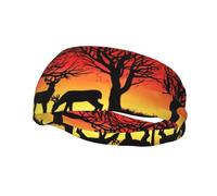 Poezjzw Winter Nature Deer Pattern Sports Headband Suitable For Running Yoga Elasticated Moisture Wicking Hairband
