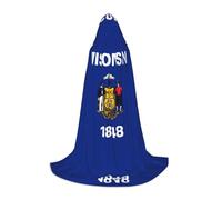 POEZJZW Wisconsin State Flag Pattern Hooded Robe Cloak Long Cape Halloween Cosplay Costume Hoodies Cape Unisex Medium