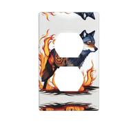 Poezjzw Wolf Covered in Fire Pattern Outlet Covers Wall Plate Light Switch Plate Decorative for Kitchen Bathroom Bedroom Farmhouse Decor