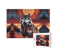 Poezjzw Wolf Totem With Fire Adult Classic Jigsaw 300 Pieces Wooden Puzzle Modern Home Decor Intellectual Game 40 X 28 Cm