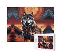 Poezjzw Wolf Totem With Fire Adult Classic Jigsaw 500 Pieces Wooden Puzzle Modern Home Decor Intellectual Game 52 X 38 Cm