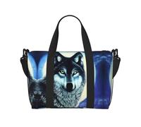 Poezjzw Wolf Under Moon Travel Duffle Bag Weekender Carry On Tote Bags For Women Hospital Bags For Labor And Delivery Overnight Luggage Bag, Black, One Size, Black, One Size