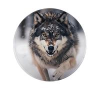 POEZJZW Wolves Pattern Round Mouse Pad Desktop Protection Mat with Non-Slip Rubber Base 7.9Ã-7.9 in for Home and Office
