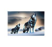 Poezjzw Wolves Roaring In Th Pattern Placemats Set Of 6, 12 X 18 Inch Seasonal Summer Table Mats For Party Kitchen Dining Decoration