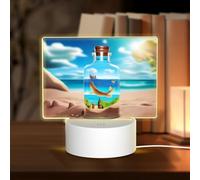 POEZJZW World in A Bottle Pattern Rectangle Acrylic Night Light with USB Cable Adjustable 3 Colors for Restaurant Bar Cafe