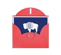 POEZJZW Wyoming State Flag Pearl Paper Christmas Cards, With Red Envelopes, Thank You Cards, Wedding, Valentine'S Day Cards 10-Count