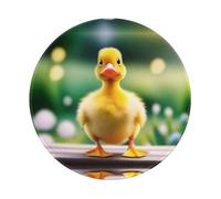 POEZJZW Yellow Duckling Pattern Round Mouse Mat, Cute Mouse Pad, Non-Slip Rubber Base With Stitched Edge, Small Size 7.9 X 7.9 Inch