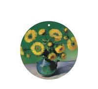 Poezjzw Yellow Flower Pattern Car Air Fresheners 4 Pcs Round Shape Hanging Aromatherapy Tablets Scented Fresheners For Bedroom Closet Shoe