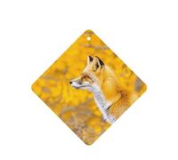 Poezjzw Yellow Flowering Fox Pattern Car Air Fresheners 4 Pcs Square Hanging Aromatherapy Tablets Scented Fresheners For Bedroom Closet Shoe