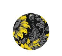 Poezjzw Yellow Flowering Leaf Pattern Car Air Fresheners 6 Pcs Round Shape Hanging Aromatherapy Tablets Scented Fresheners For Bedroom Closet Shoe